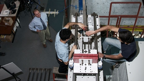 2 Students work on the shake table